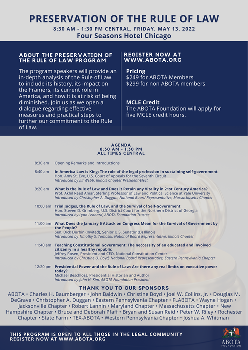 ABOTA Preservation of the Rule of Law Event 2022